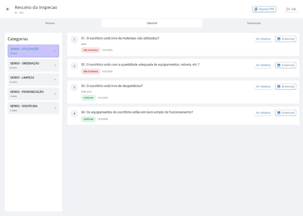 Smart App Web — Resposta do checklist