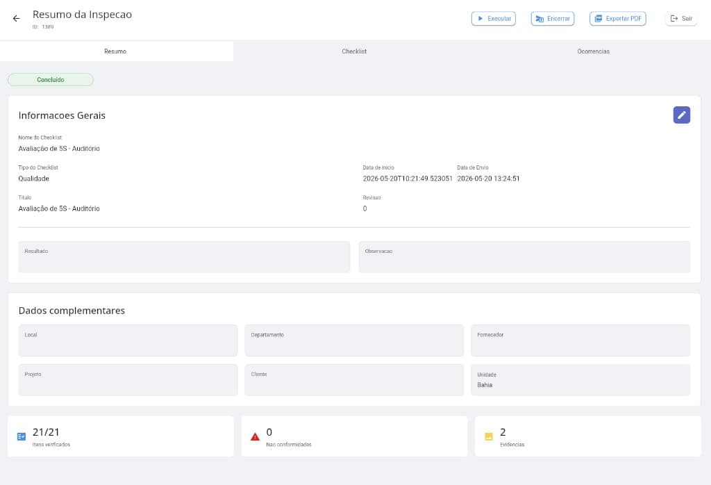 Smart App Web — Resumo da Inspeção